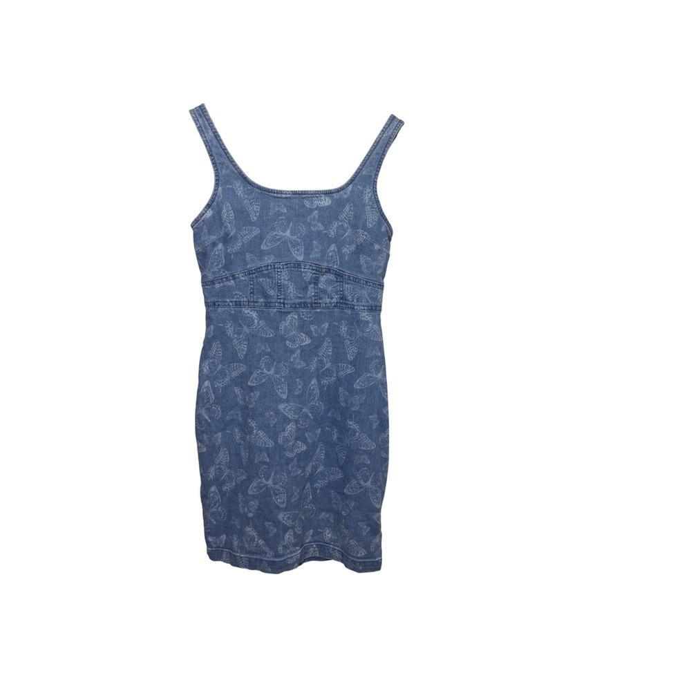 Butterfly Print Denim Mini Dress | Y2K Coquette‎ Fairy Grunge Mini Dress